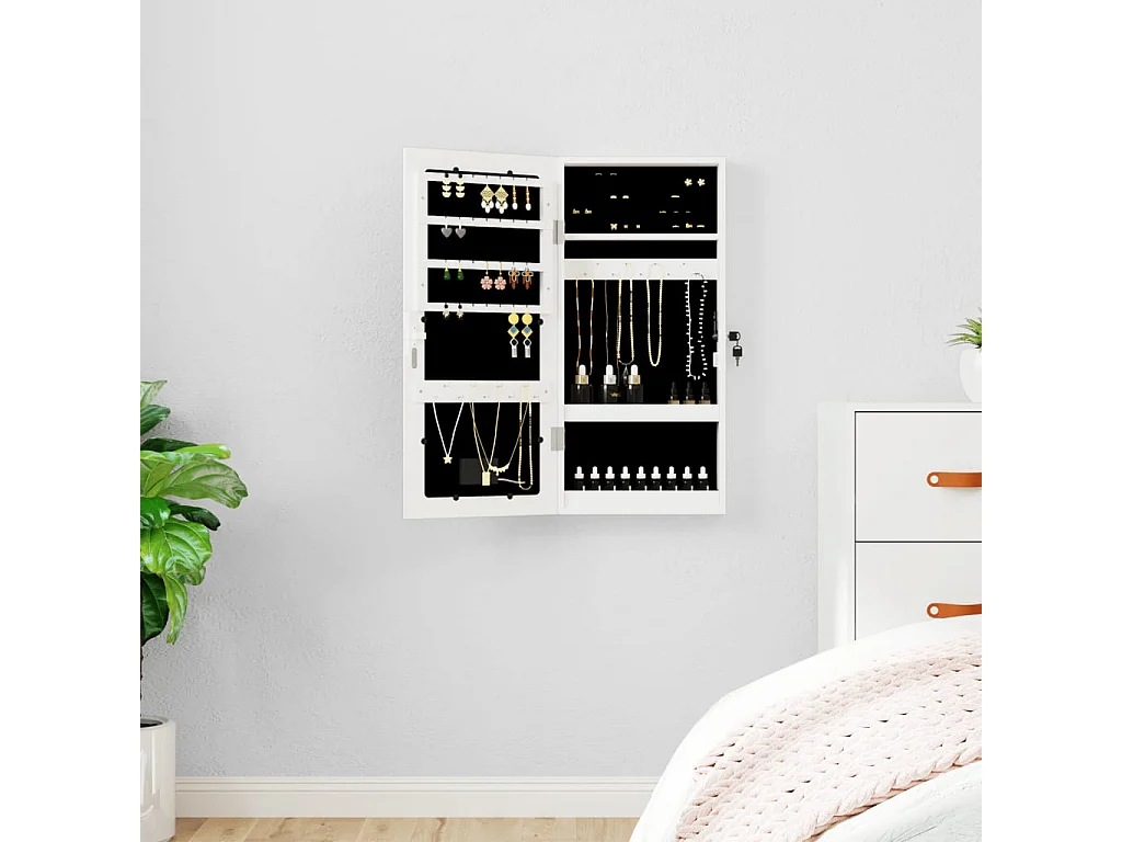 Espejo con joyero y luces LED para pared blanco ES426198