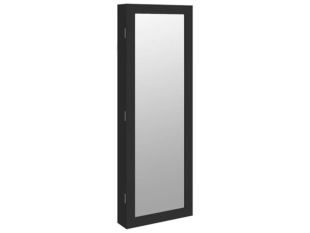 Armoire à bijoux avec miroir murale noir 37,5x10x106 cm OFR79052 BonneVie Meuble