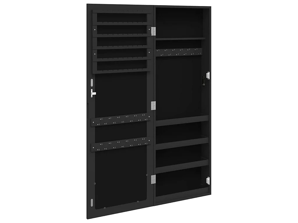 Armoire à bijoux avec miroir murale noir 37,5x10x106 cm OFR79052 BonneVie Meuble