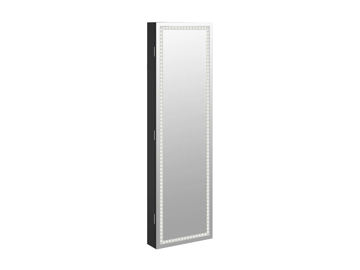 Armoire à bijoux avec miroir et éclairage LED mural noir OFR57153 BonneVie Meuble