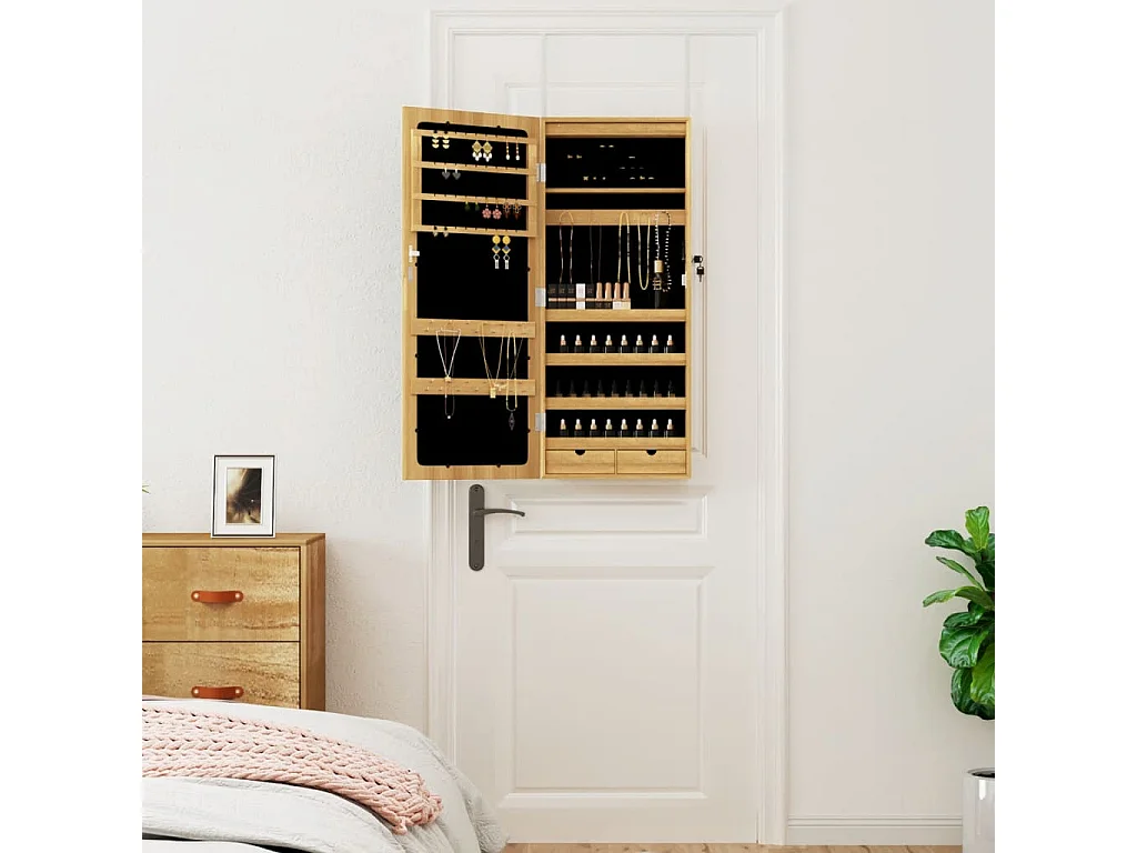 Armoire à bijoux avec miroir et éclairage LED mural OFR19387 BonneVie Meuble