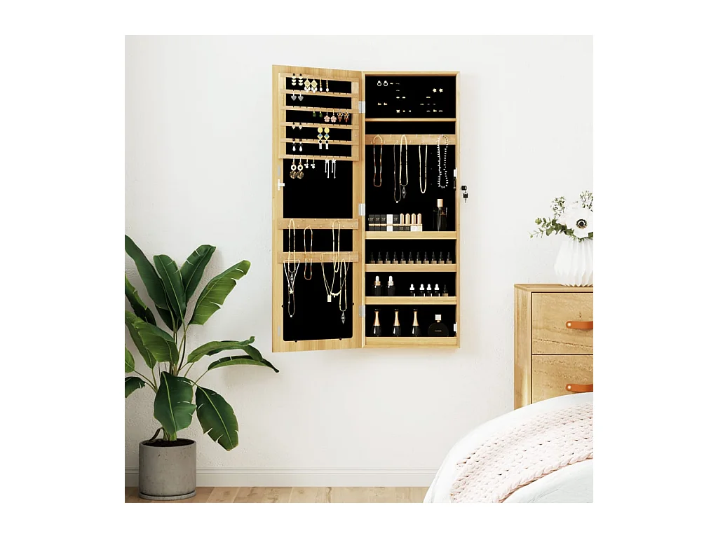 Armoire à bijoux avec miroir murale 37,5x10x106 cm OFR33990 BonneVie Meuble