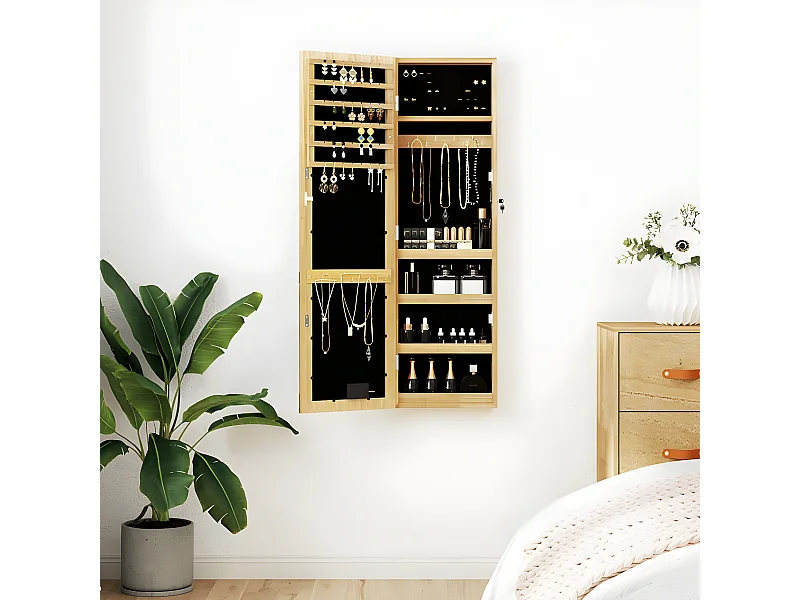 Móvel para joias de parede espelhado com luzes LED PT118863