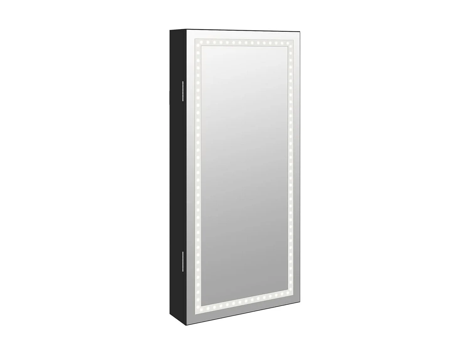 Armoire à bijoux avec miroir et éclairage LED mural noir OFR74783 BonneVie Meuble