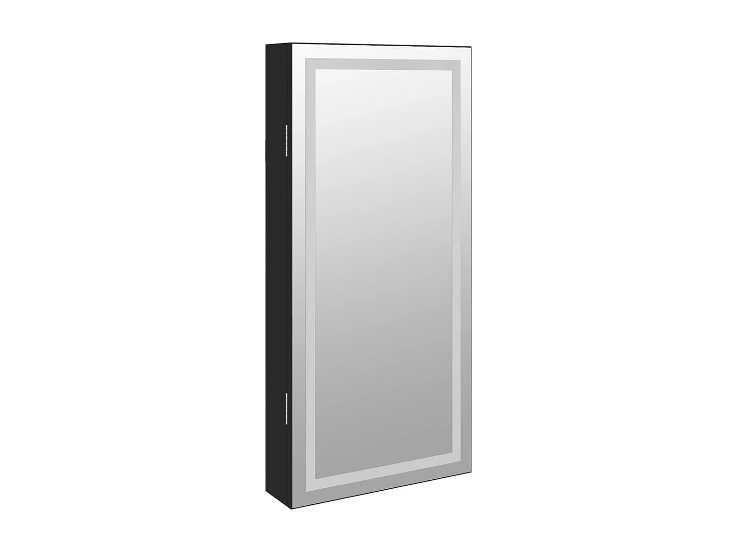Armoire à bijoux avec miroir et éclairage LED mural noir OFR74783 BonneVie Meuble