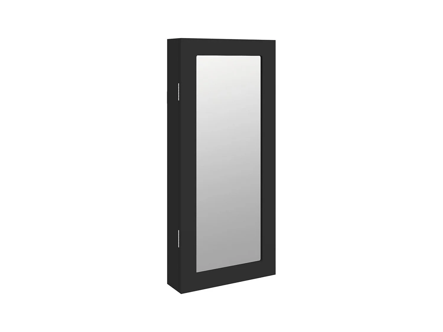 Armadio Portagioie con Specchio a Muro Nero 30x8,5x67 cm CFW93519