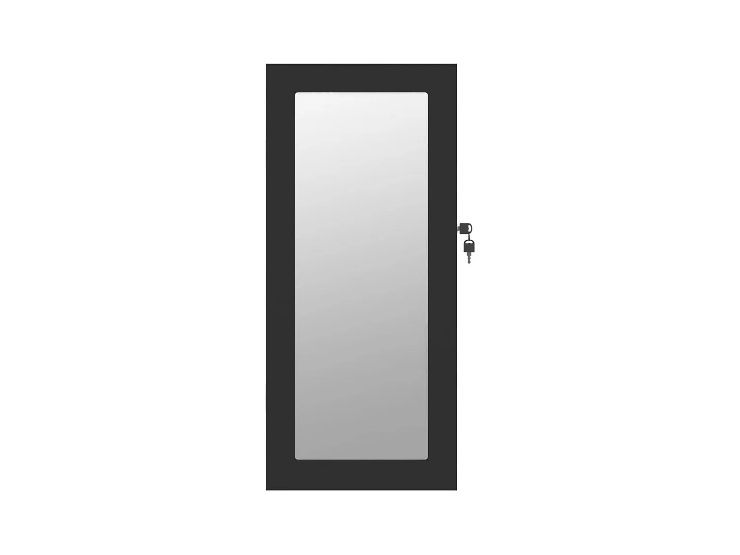 Armadio Portagioie con Specchio a Muro Nero 30x8,5x67 cm CFW93519
