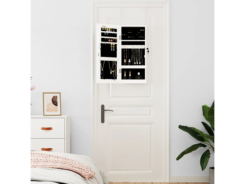 Espejo con joyero de pared blanco 30x8,5x67 cm ES149351