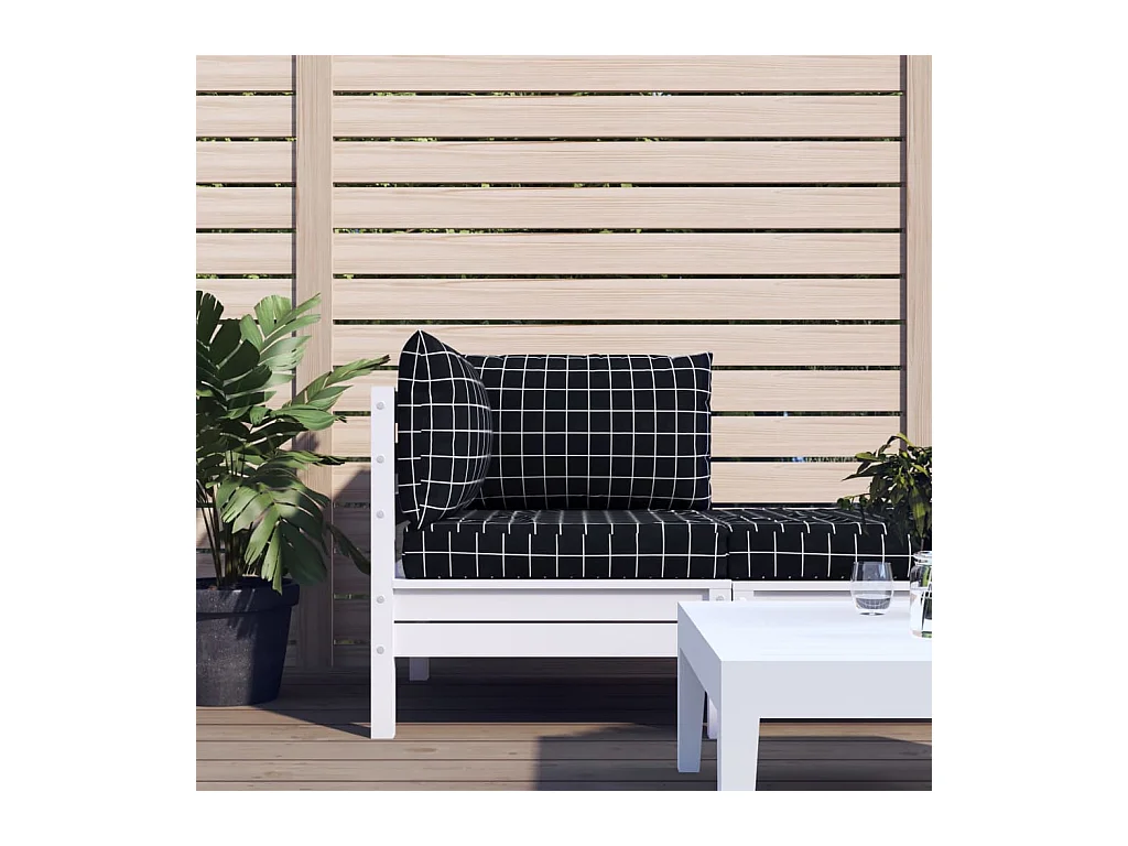 Coussins de palette 3 pcs motif à carreaux noir tissu Oxford OFR26364