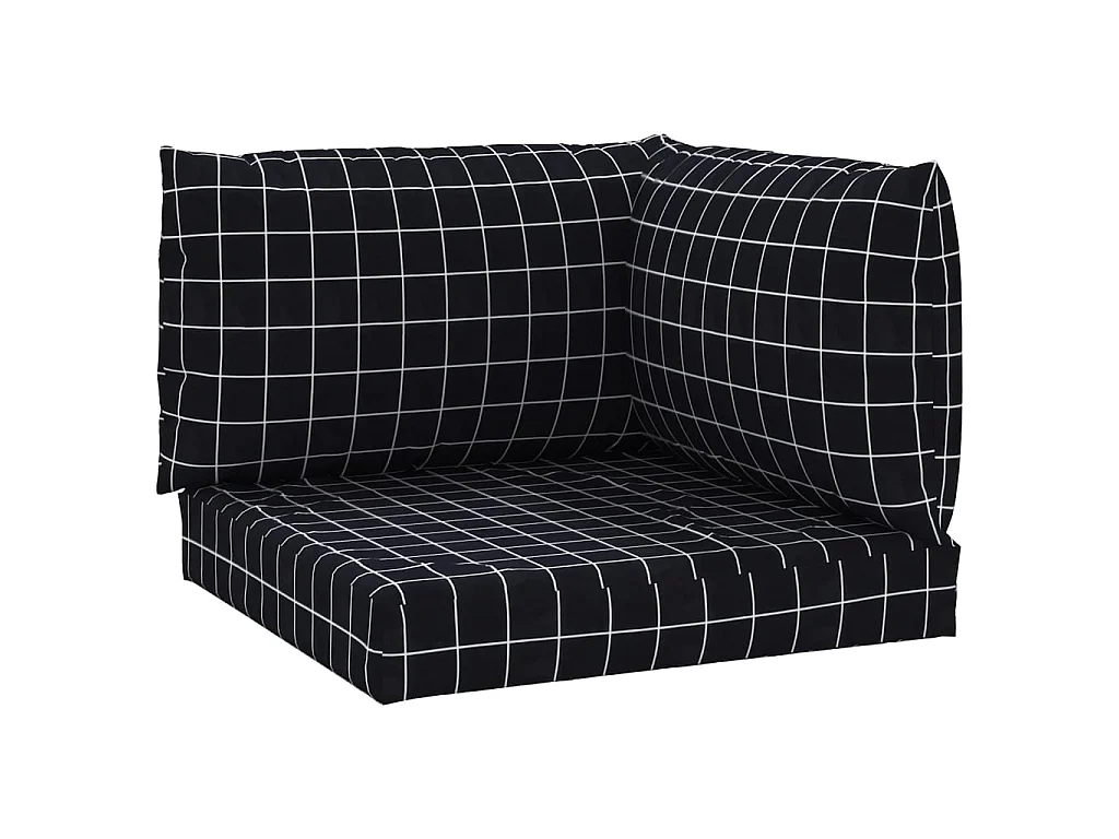 Coussins de palette 3 pcs motif à carreaux noir tissu Oxford OFR26364