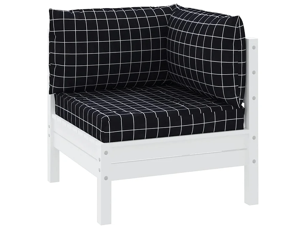Coussins de palette 3 pcs motif à carreaux noir tissu Oxford OFR26364