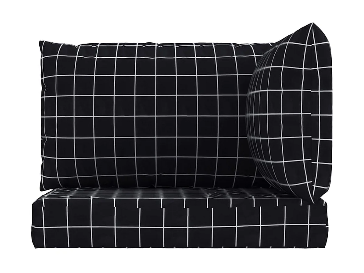 Coussins de palette 3 pcs motif à carreaux noir tissu Oxford OFR26364