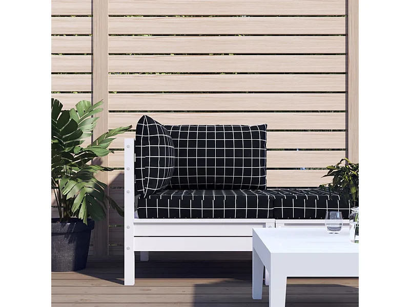 Coussins de palette 3 pcs motif à carreaux noir tissu Oxford OFR26364