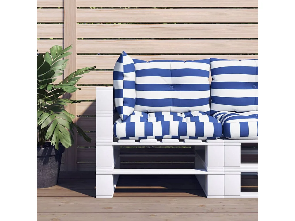 Coussins de palette 3 pcs rayures bleues/blanches tissu oxford OFR41106