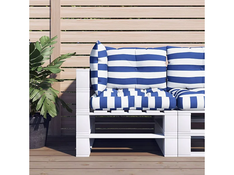 Coussins de palette 3 pcs rayures bleues/blanches tissu oxford OFR41106