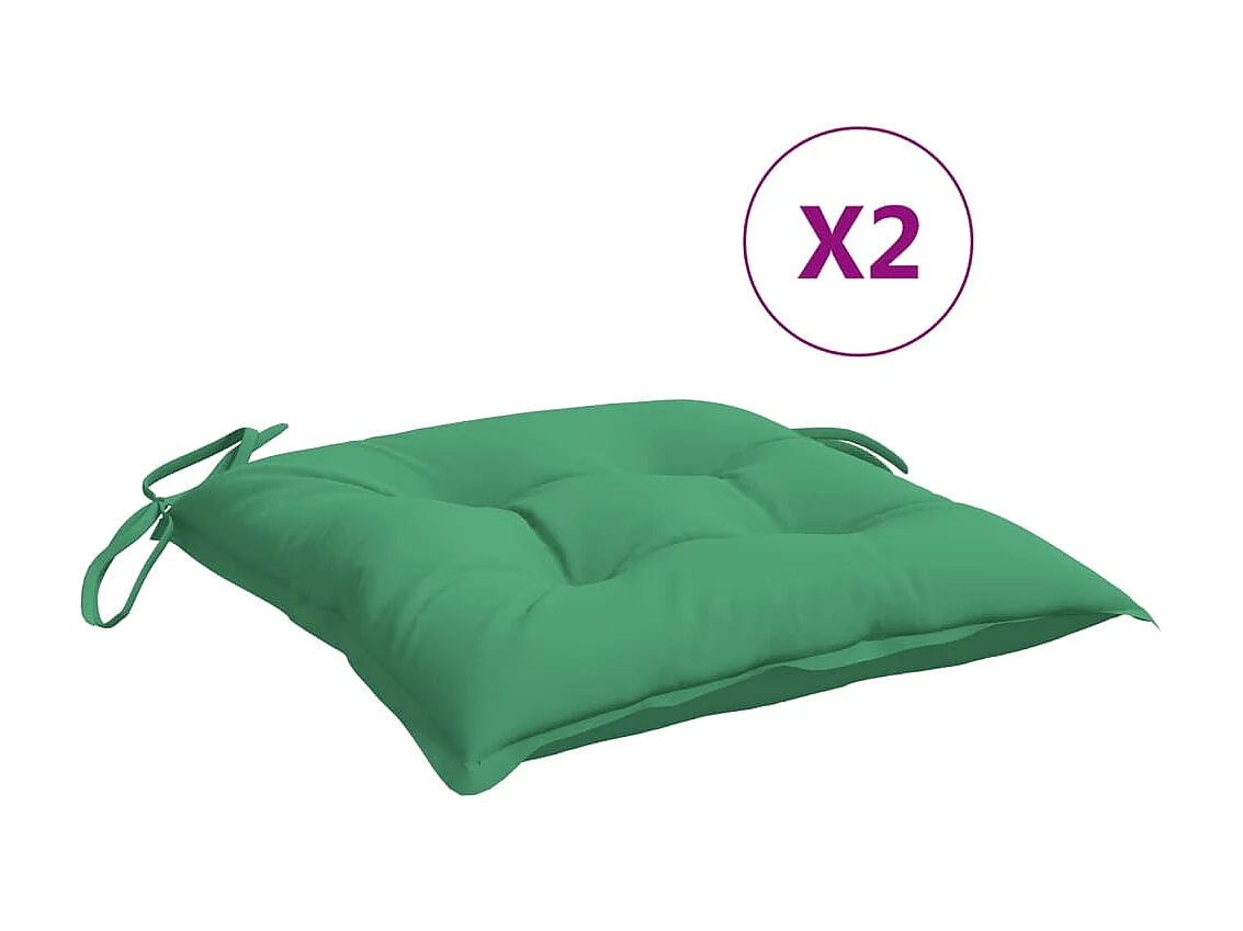 Coussins de chaise 2 pcs vert 40x40x7 cm tissu oxford OFR82747