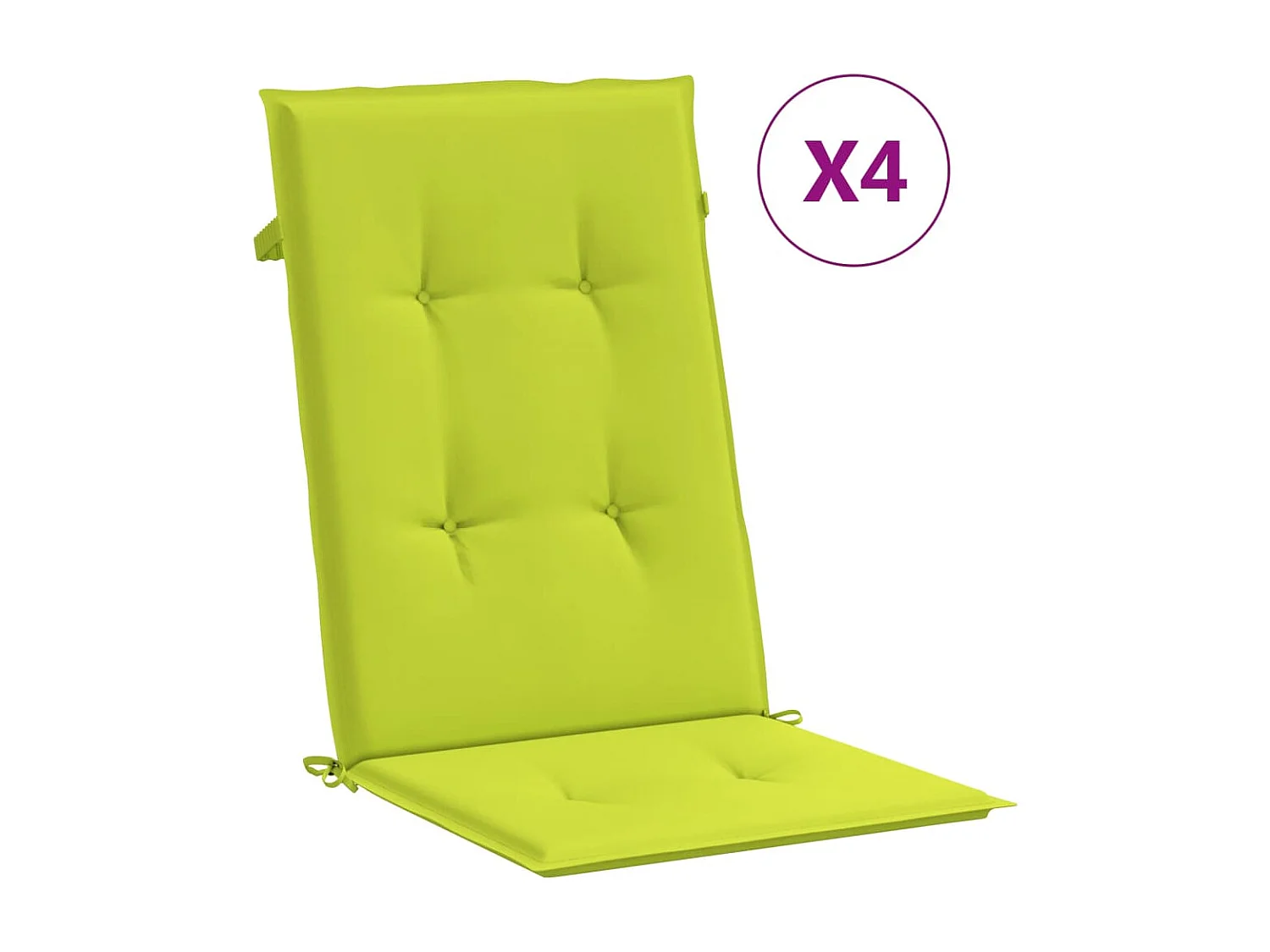Coussins de chaise de jardin à dossier haut Lot de 4 vert vif OFR51442