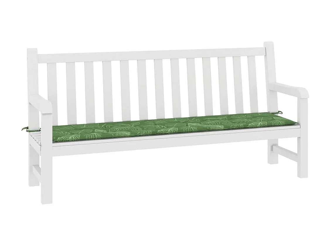 Coussin de banc de jardin motif de feuilles 200x50x3 cm tissu OFR36908
