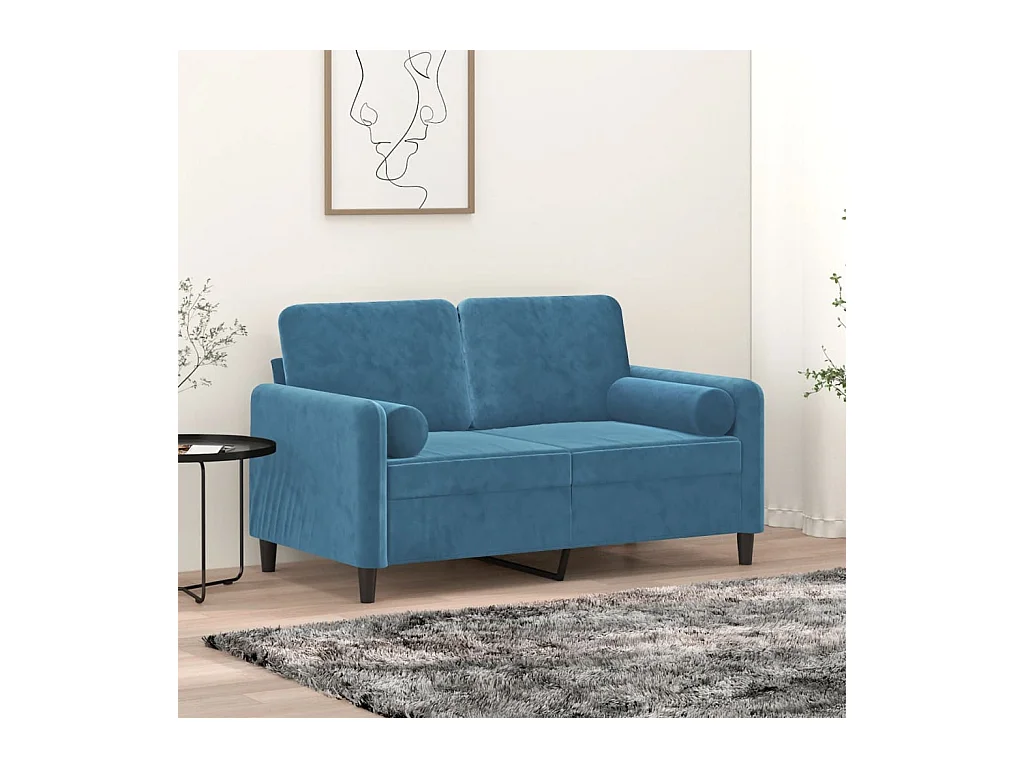 Coussins décoratifs 2 pcs Bleu Ø15x50 cm Velours OFR85257