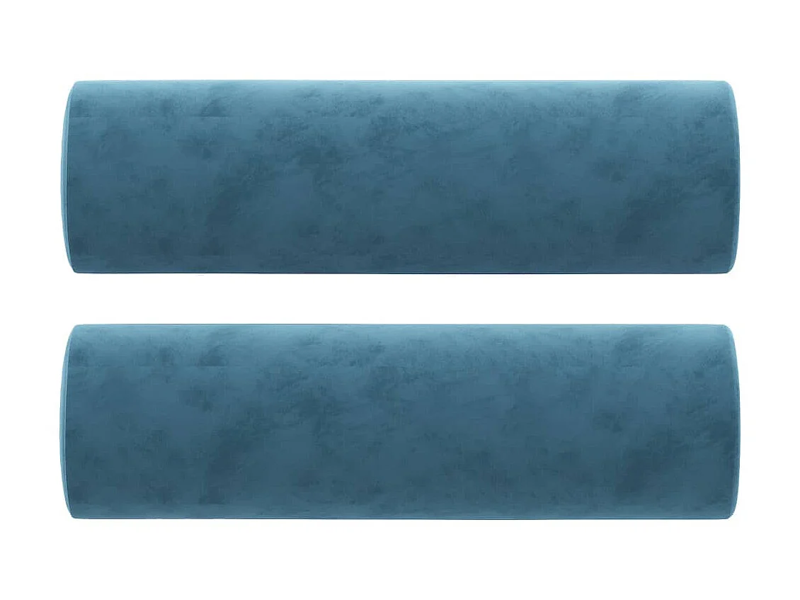 Coussins décoratifs 2 pcs Bleu Ø15x50 cm Velours OFR85257