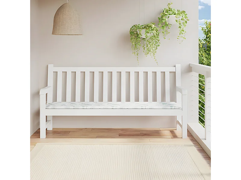 Cojín para banco de jardín tela estampado de hojas 200x50x3 cm ES936241