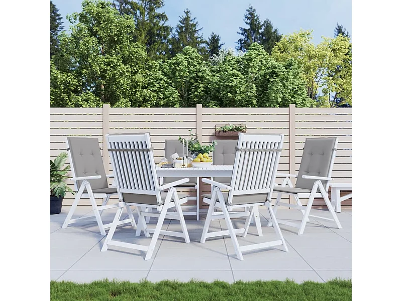 Coussins de chaise de jardin à dossier haut Lot de 6 gris tissu OFR66040