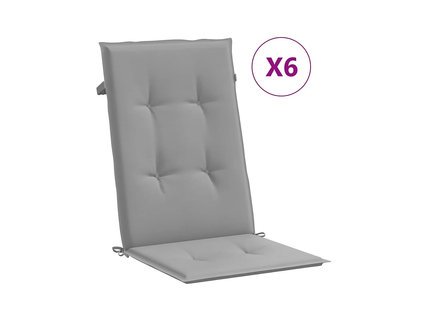 Tuinstoelkussens 6 st hoge rug 120x50x3 cm stof grijs NL608733