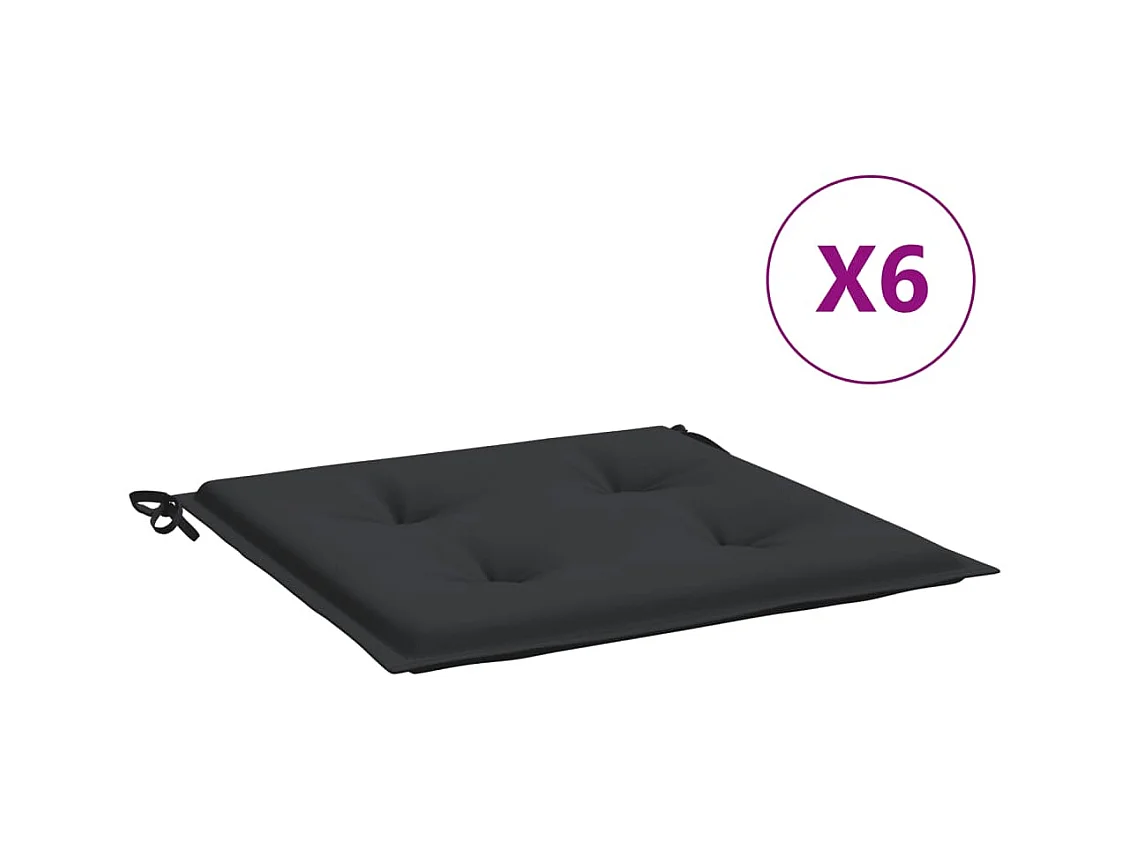 Tuinstoelkussens 6 st 50x50x3 cm oxford stof zwart NL242316