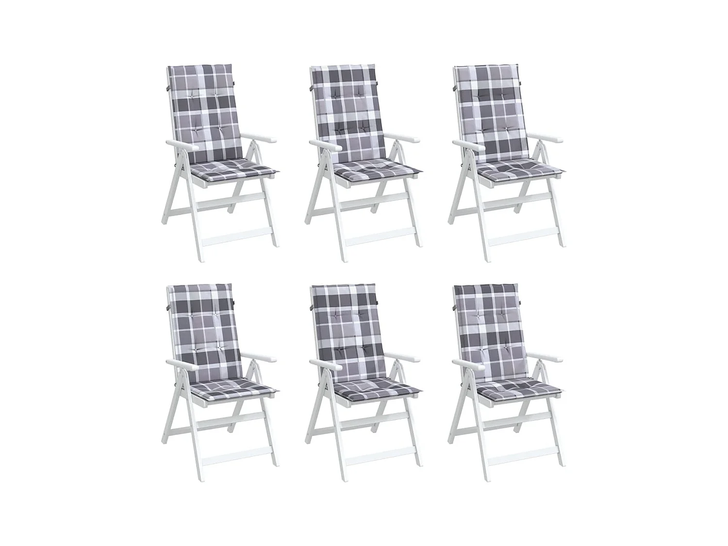 Tuinstoelkussens 6 st 120x50x3 cm stof ruitpatroon grijs NL346945