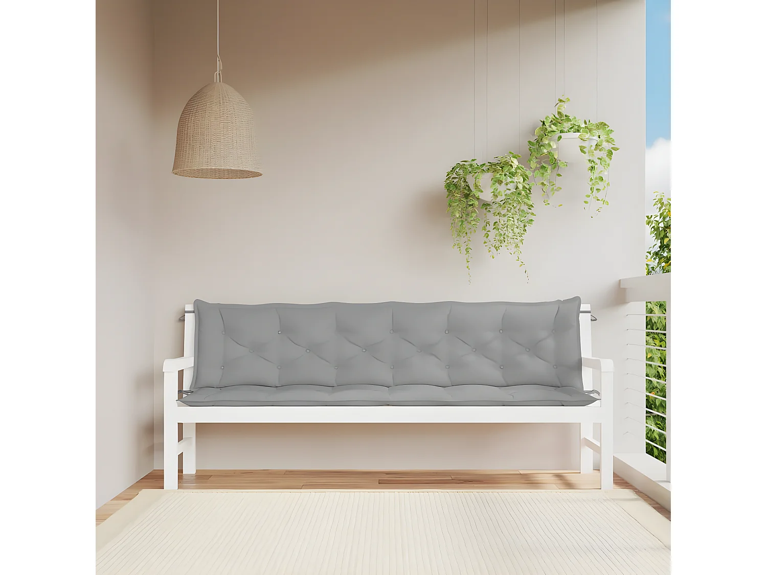 Coussins de banc de jardin 2 pcs gris 200x50x7 cm tissu Oxford OFR98382