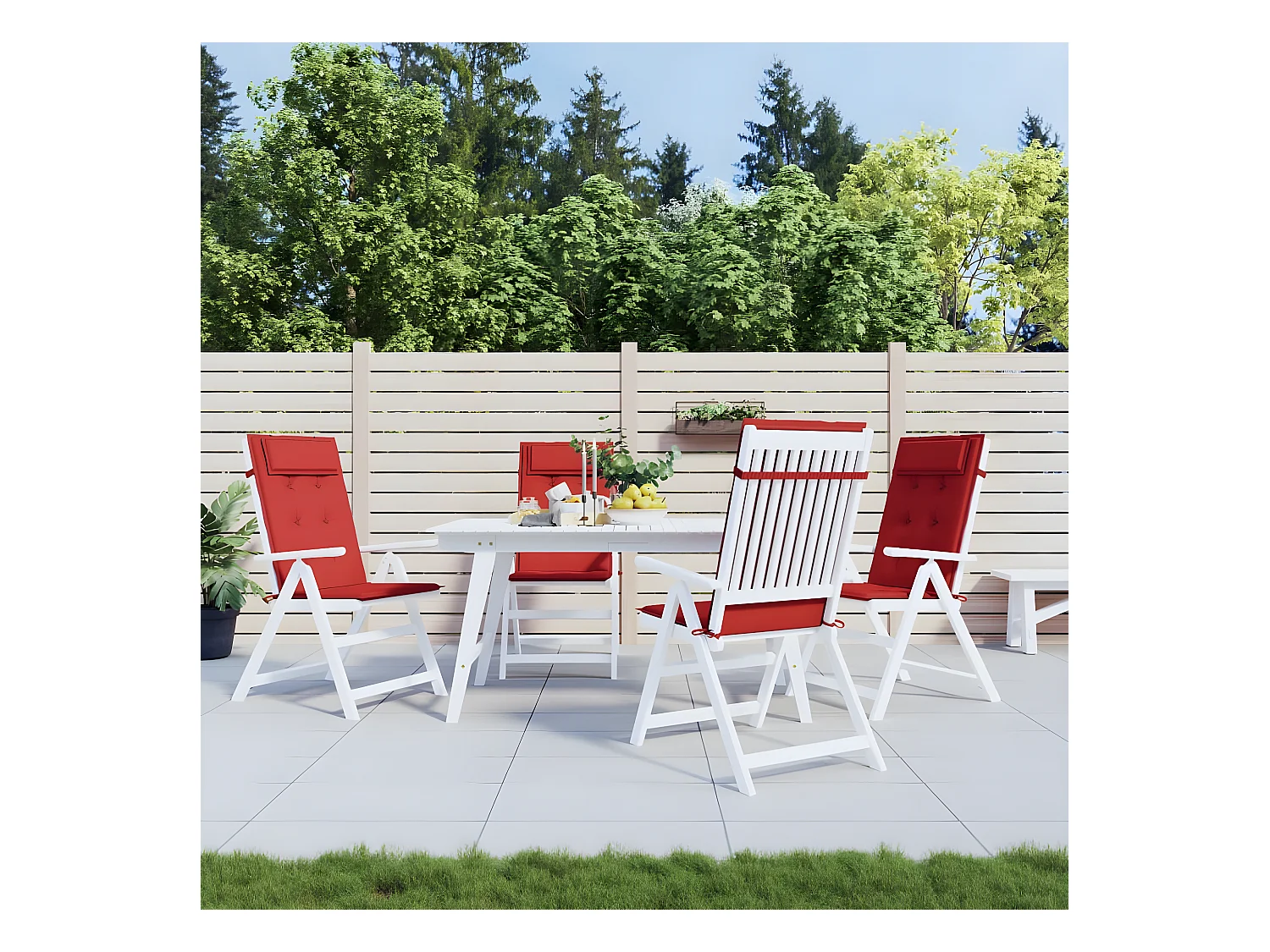 Coussins de chaise à dossier haut Lot de 4 rouge tissu oxford OFR73032