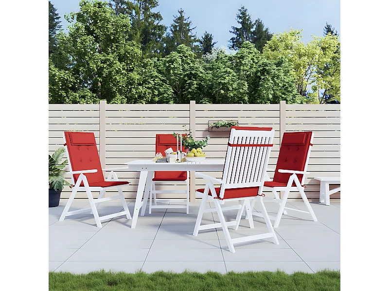 Coussins de chaise à dossier haut Lot de 4 rouge tissu oxford OFR73032