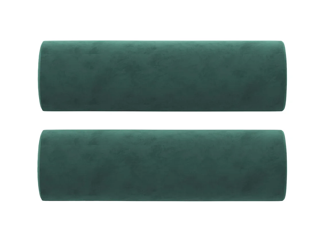 Coussins décoratifs 2 pcs Vert foncé Ø15x50 cm Velours OFR83828