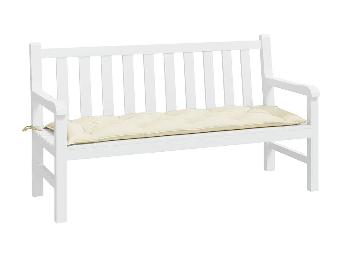 Coussin de banc de jardin blanc crème 150x50x7 cm tissu oxford OFR28045