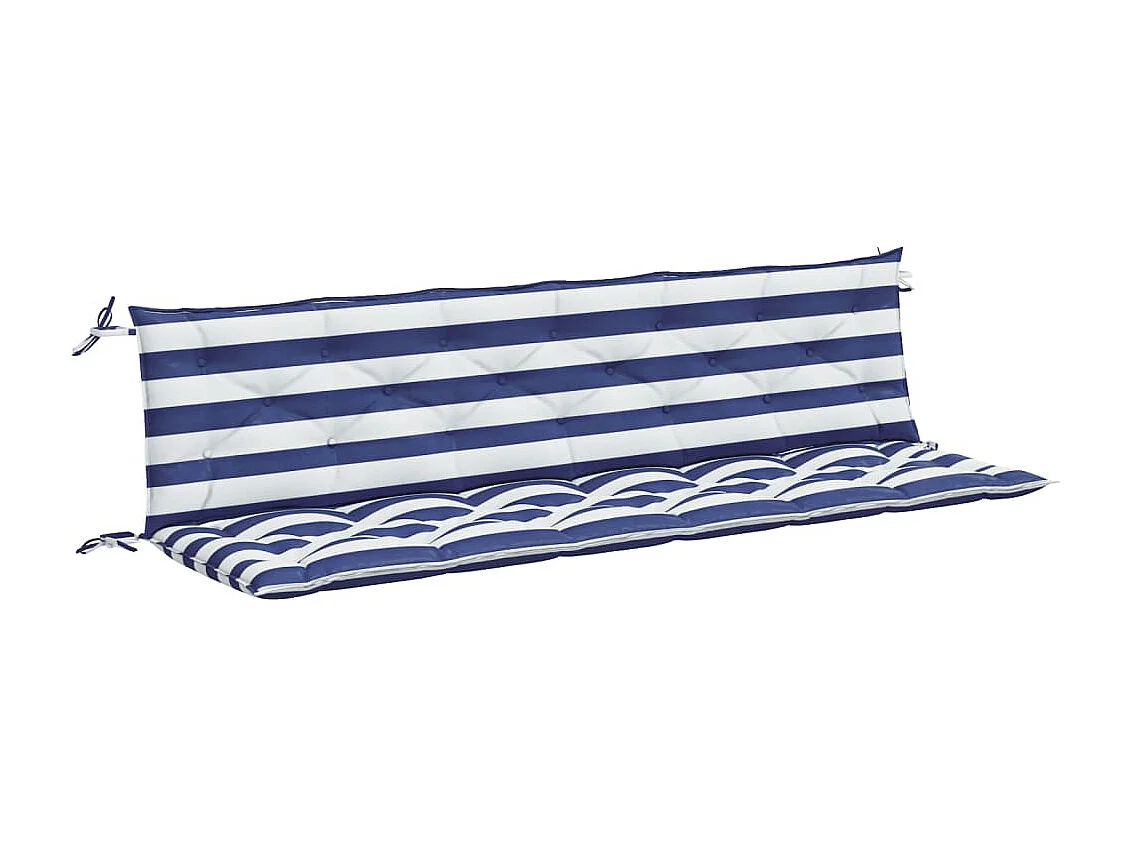 Tuinbankkussens 2 st gestreept 200x50x7 cm stof wit en blauw NL740791