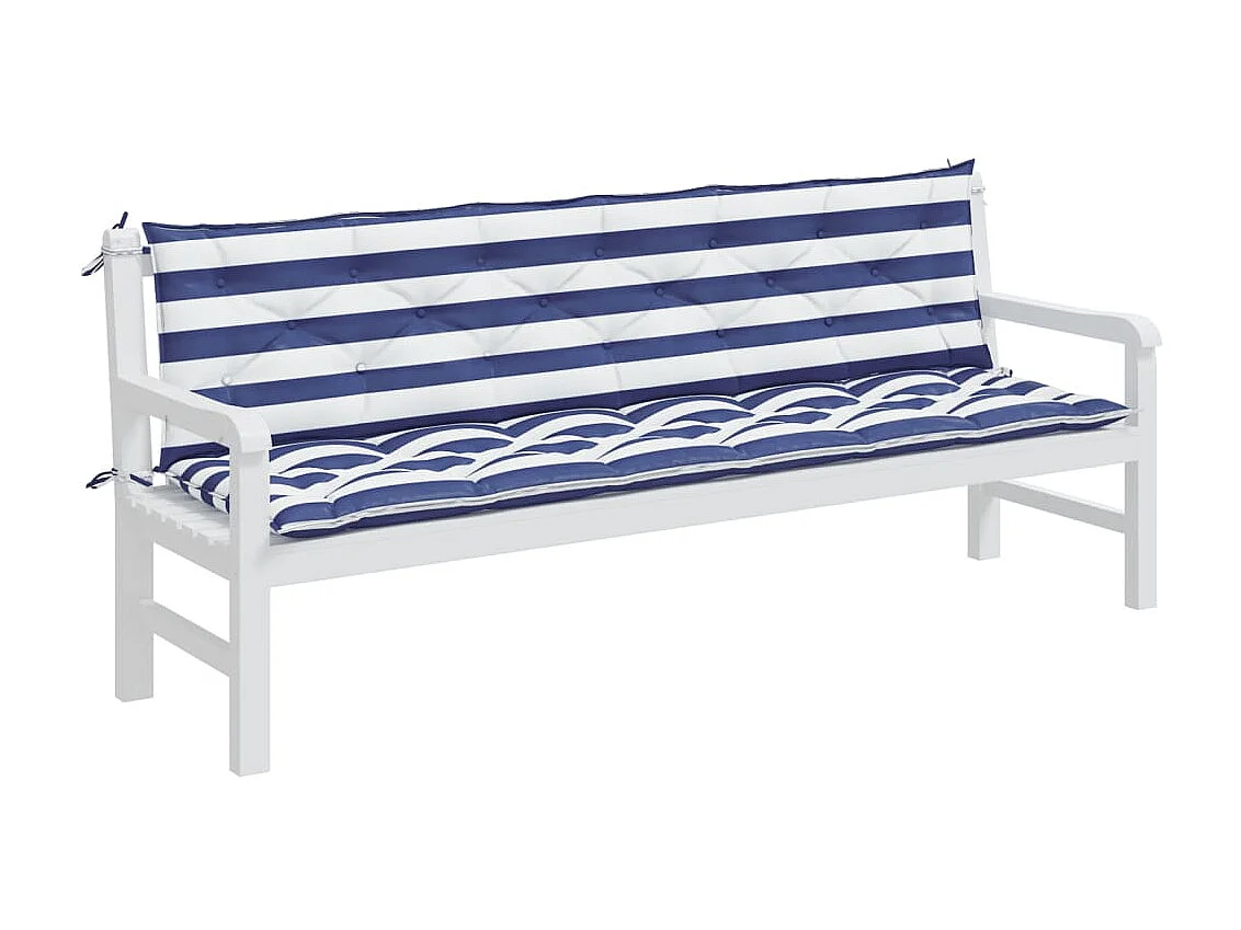 Coussins de banc de jardin Lot de 2 rayures bleues et blanches OFR34302