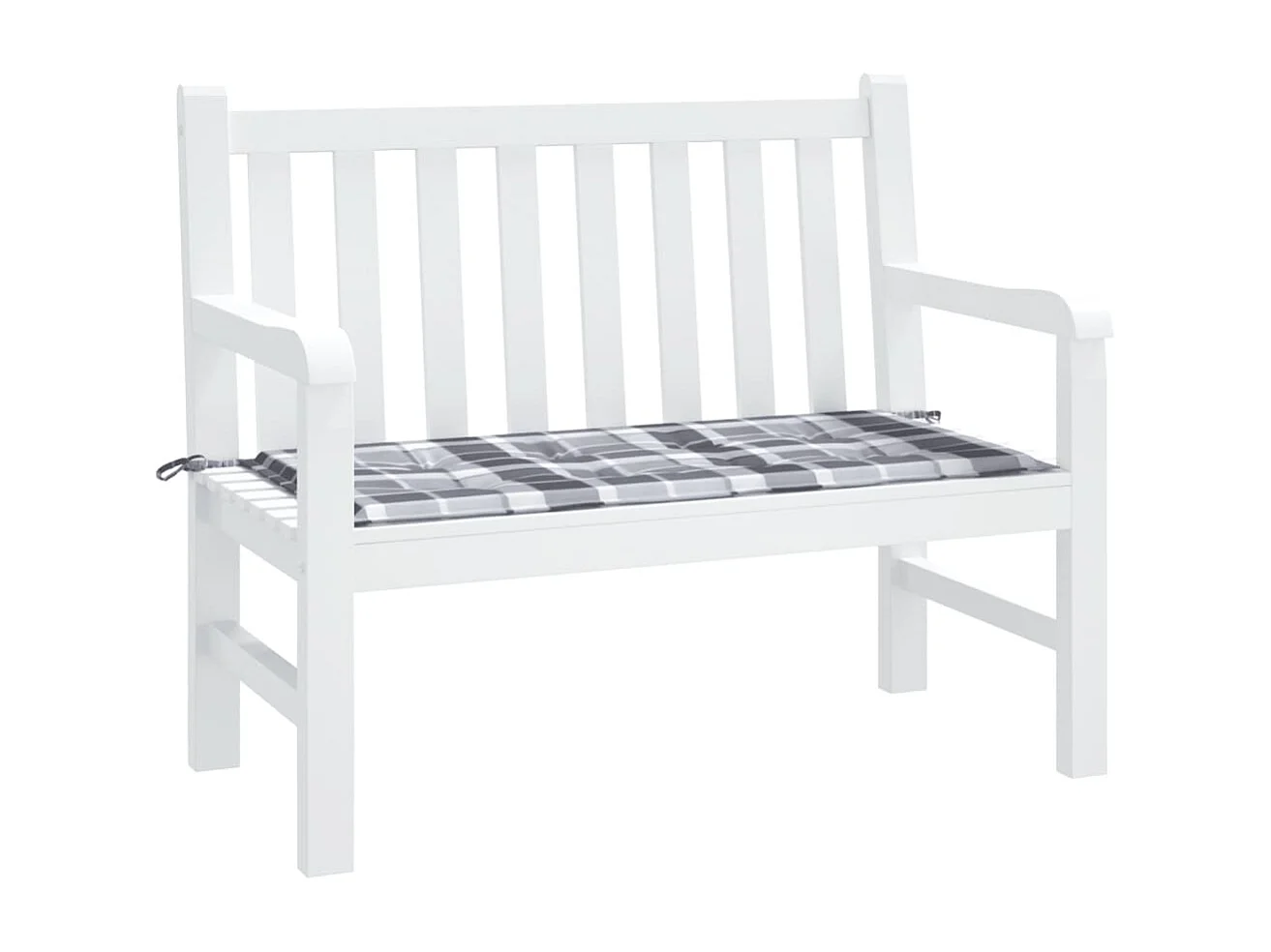 Coussin de banc de jardin motif à carreaux gris 120x50x3 cm OFR73626