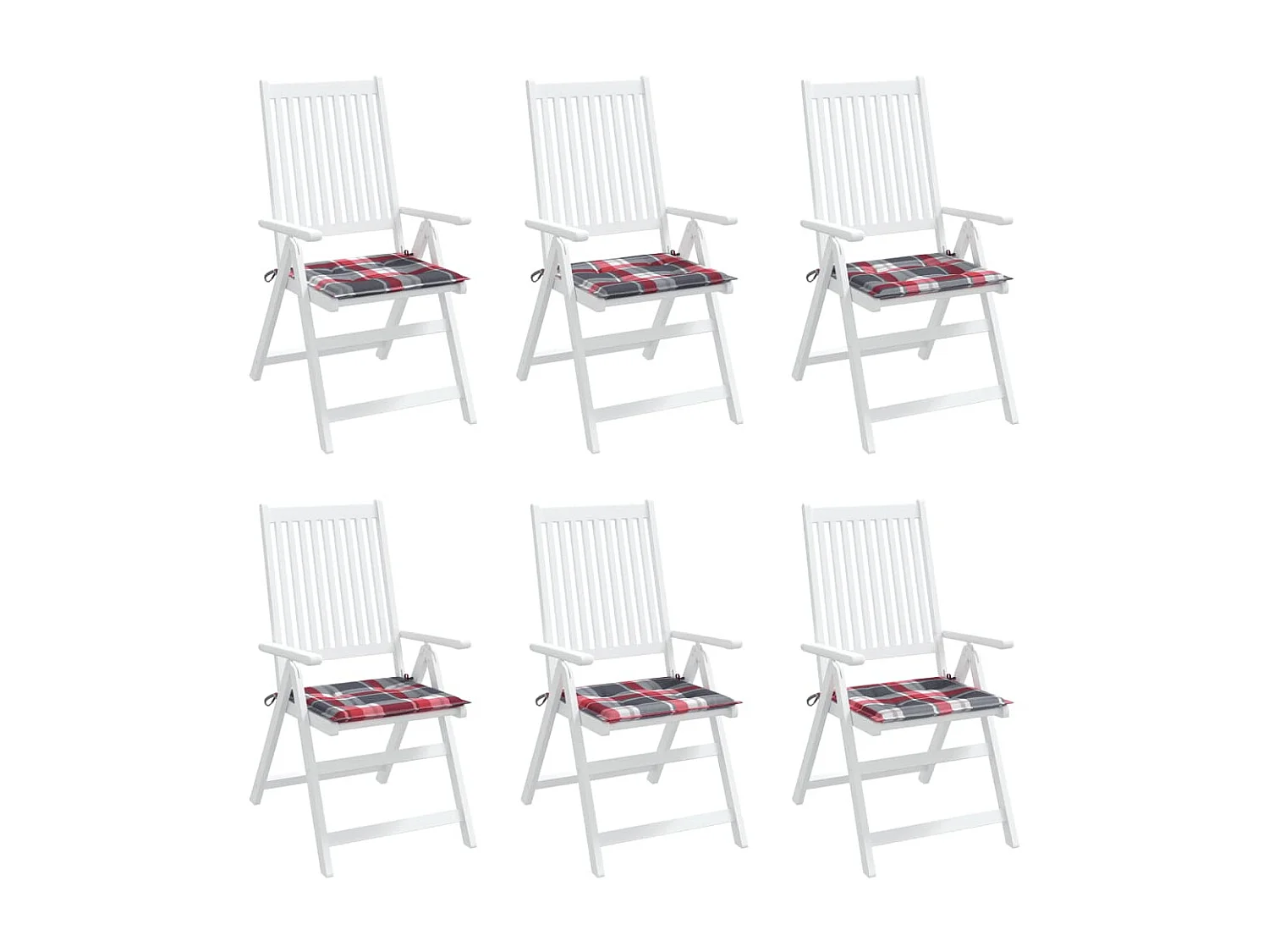 Coussins de chaise de jardin 6 pcs carreaux rouges 40x40x3 cm OFR64868