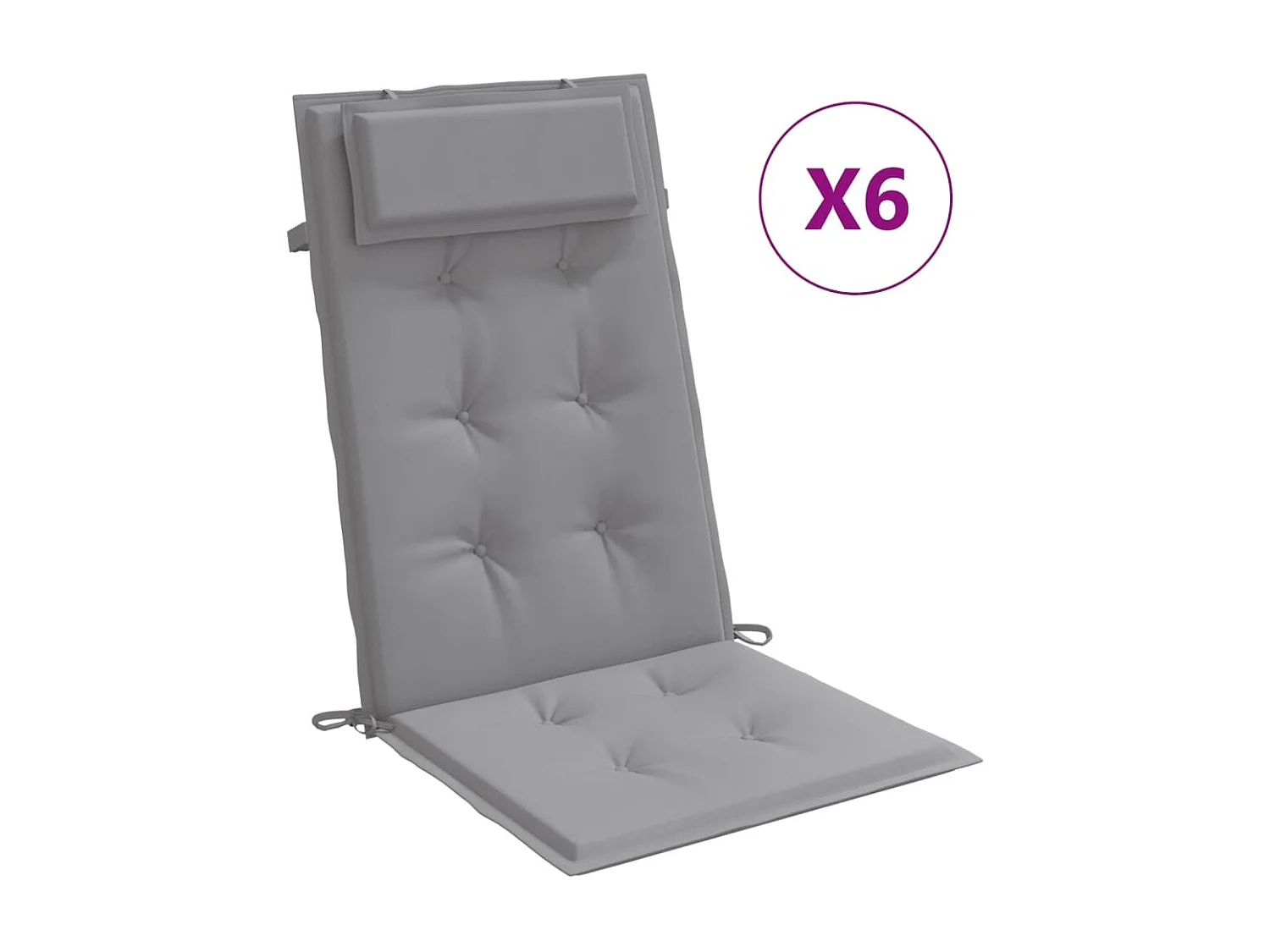 Coussins de chaise à dossier haut Lot de 6 gris tissu oxford OFR58938