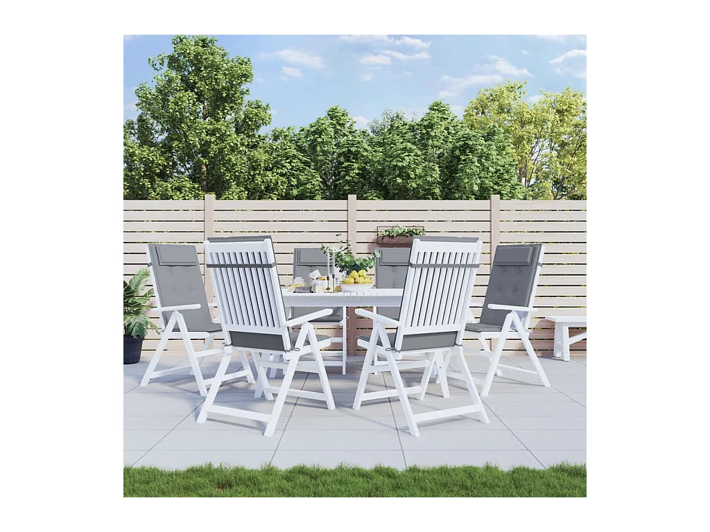 Coussins de chaise à dossier haut Lot de 6 gris tissu oxford OFR58938