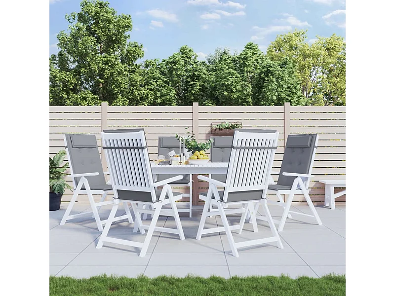 Coussins de chaise à dossier haut Lot de 6 gris tissu oxford OFR58938