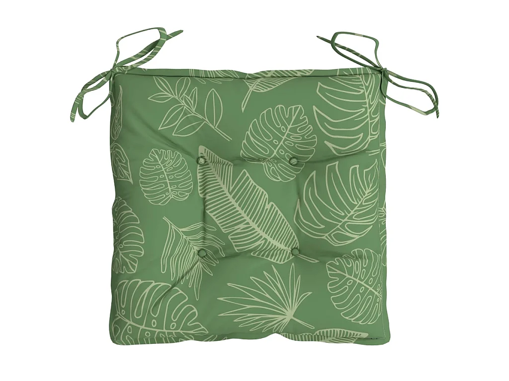 Coussins de chaise 2 pcs à motif de feuilles 40x40x7 cm tissu OFR40152