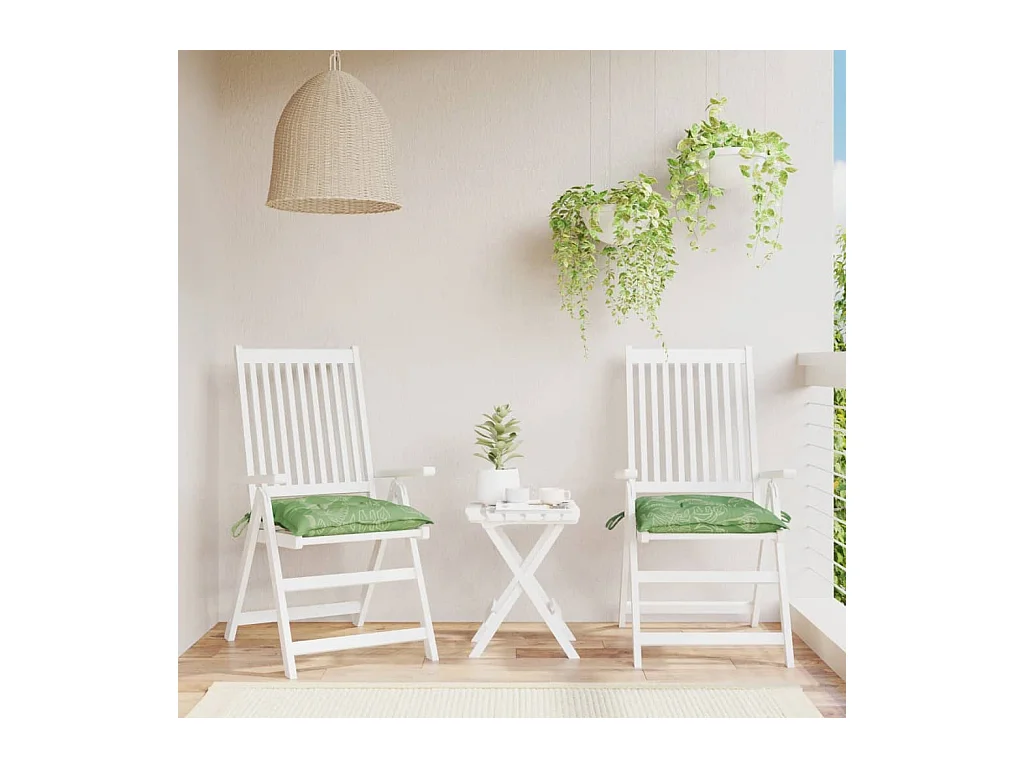 Coussins de chaise 2 pcs à motif de feuilles 40x40x7 cm tissu OFR40152