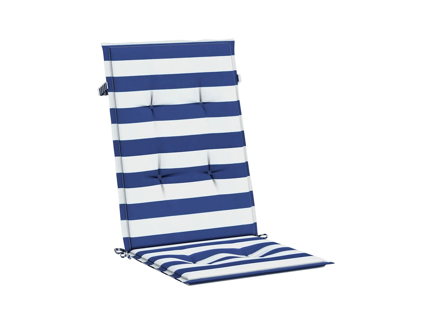 Stoelkussens 6 st hoge rug gestreept stof wit en blauw NL716320