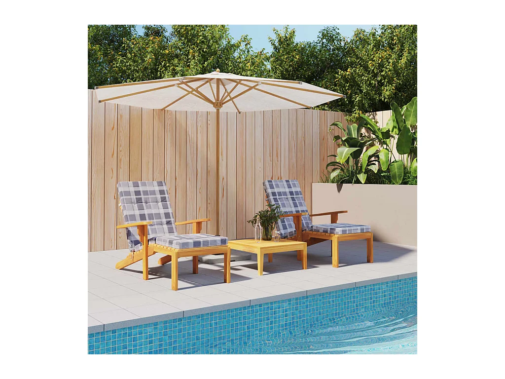 Coussins de chaise longue Lot de 2 gris motif à carreaux OFR74386