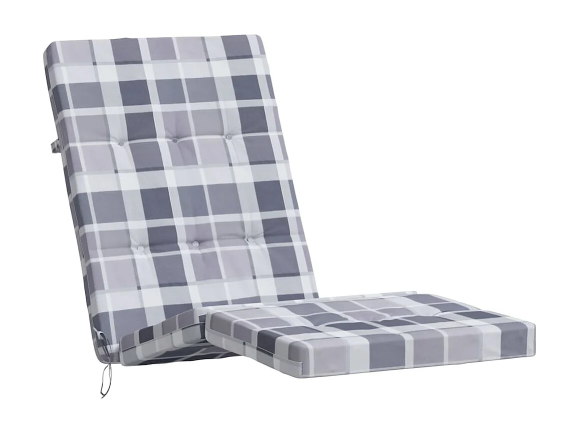 Coussins de chaise longue Lot de 2 gris motif à carreaux OFR74386