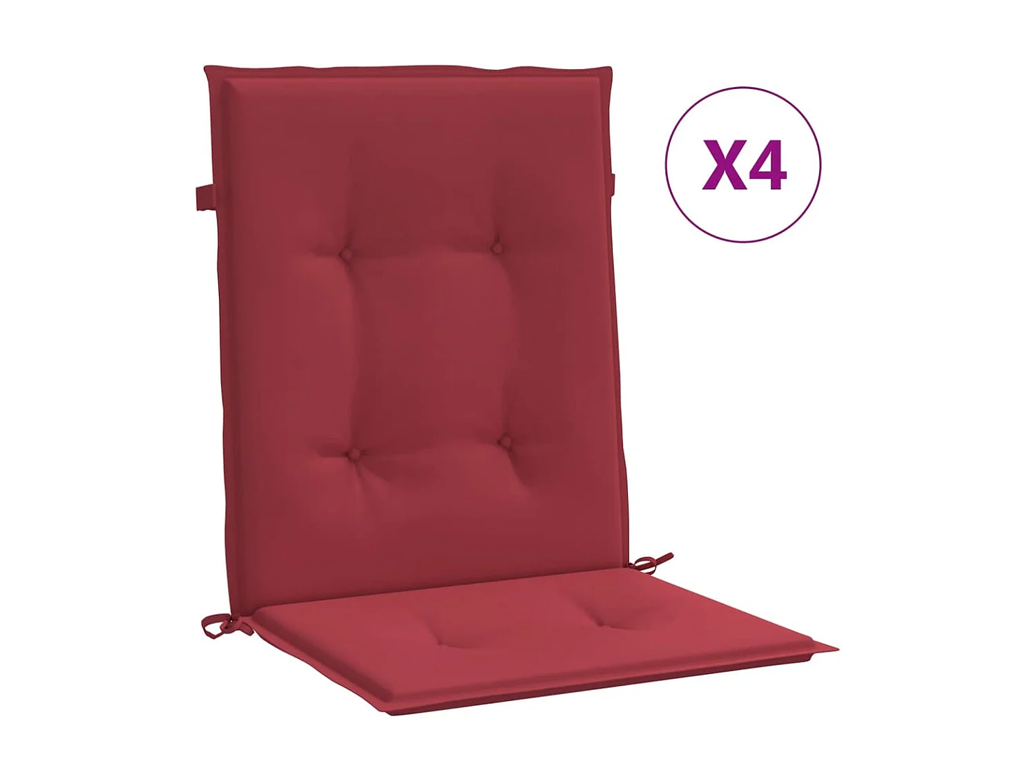 Lot de 4 Coussins de chaise de jardin, Coussins de siège à dossier bas KLZ61608