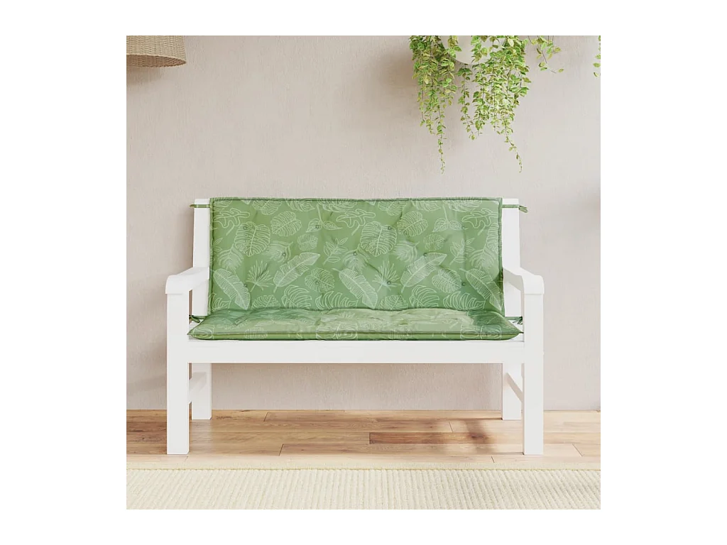 Coussins de banc de jardin Lot de 2 motif de feuilles tissu OFR24833