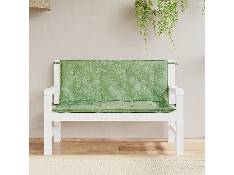 Coussins de banc de jardin Lot de 2 motif de feuilles tissu OFR24833