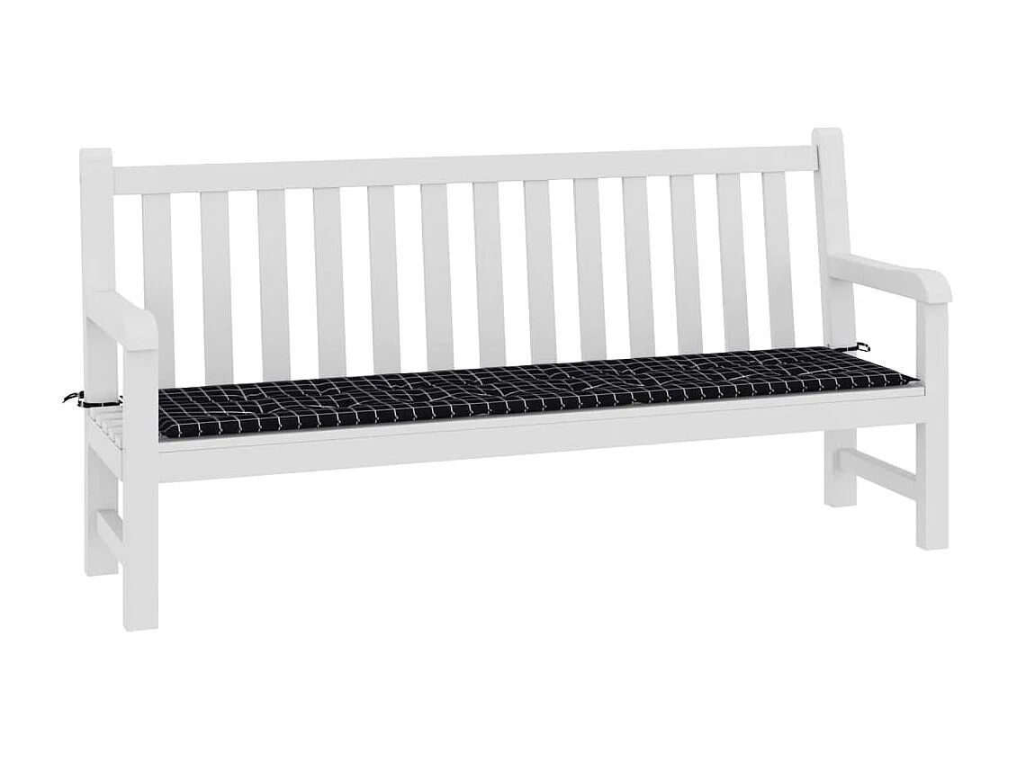 Tuinbankkussen ruitpatroon 150x50x3 cm stof zwart NL473202